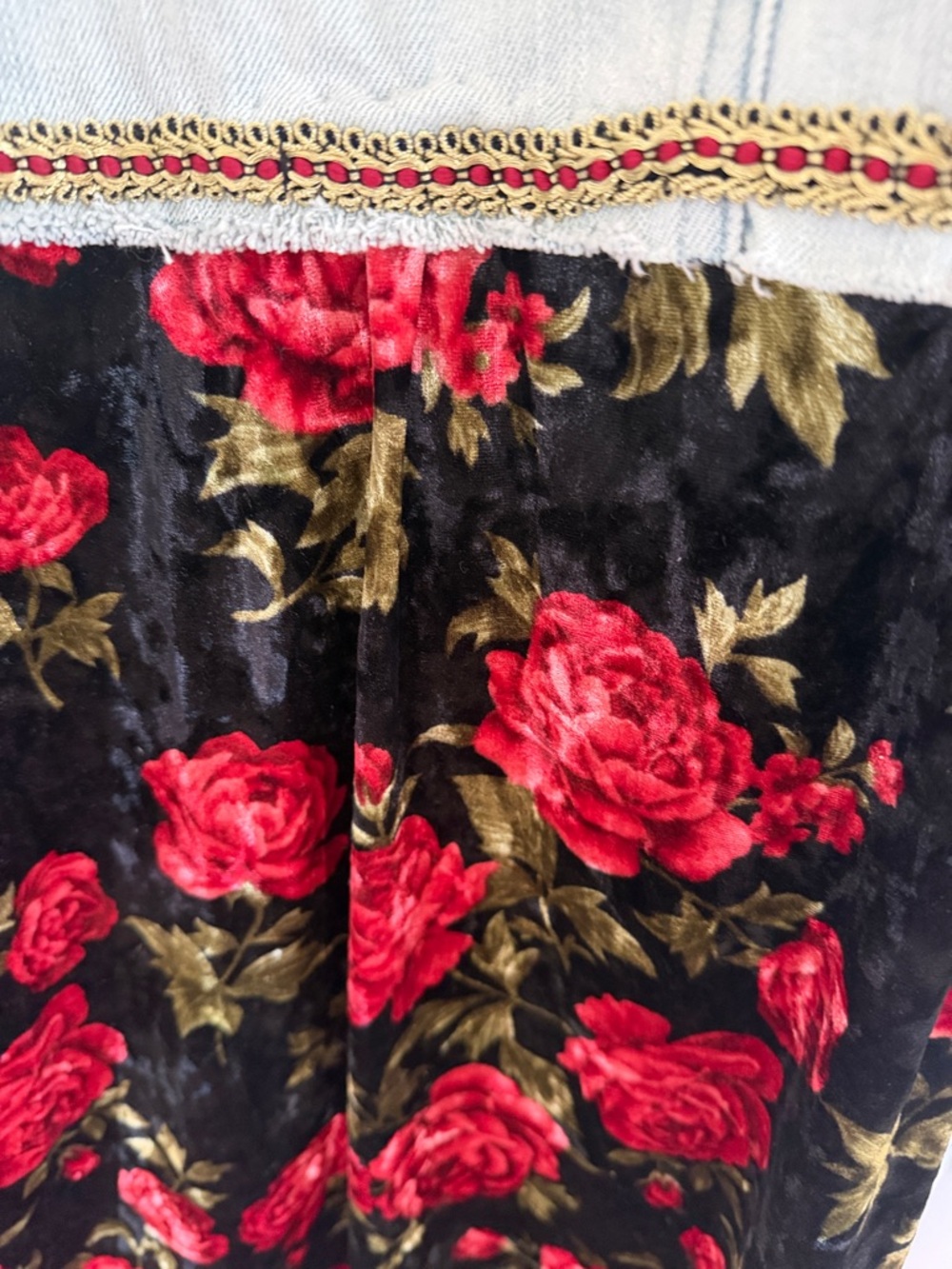 Embroidered Rose Denim Jacket with Floral Panel - Picture 4 of 7